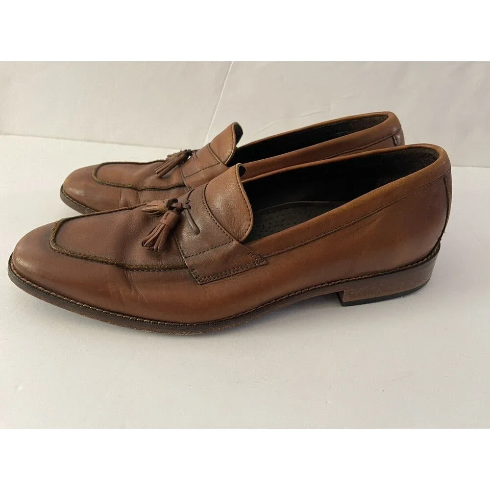 Cole Haan Men's Shoes Brown 11.5M‎ Leather Tassel Slip Apron Toe Casual Loafers